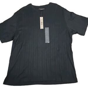 John Henry Mens Ribbed Knit Shirt Large Black Solid NWT Classic‎ Layer